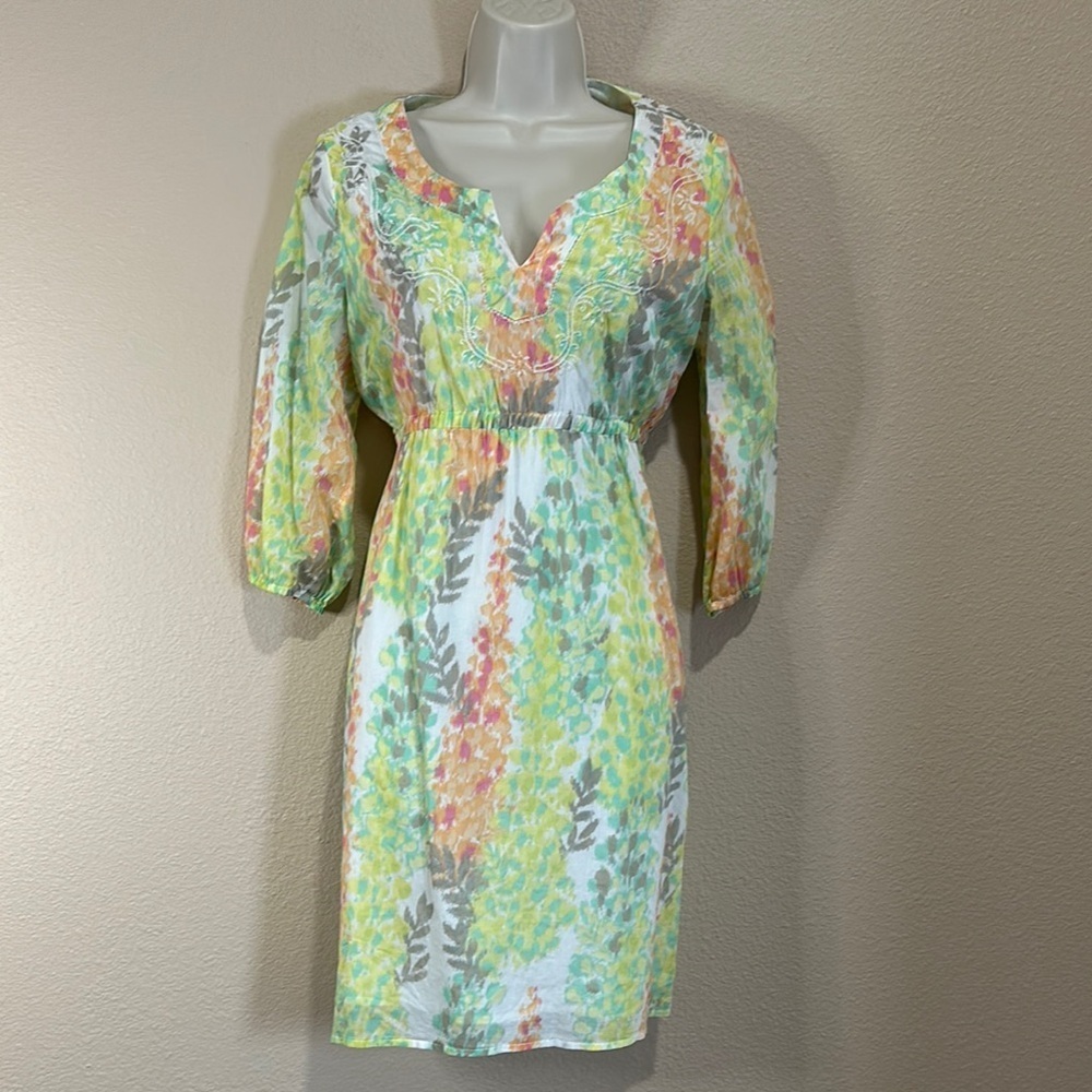 GAP Floral Cotton 3/4 Sleeve Dress, Size S, EUC